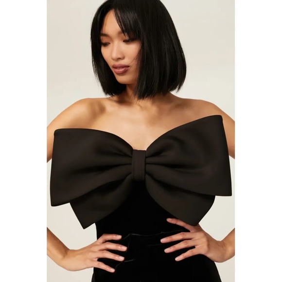 RTR Badgley Mischka Velvet Bow Front Dress - size 12 - Picture 3 of 6